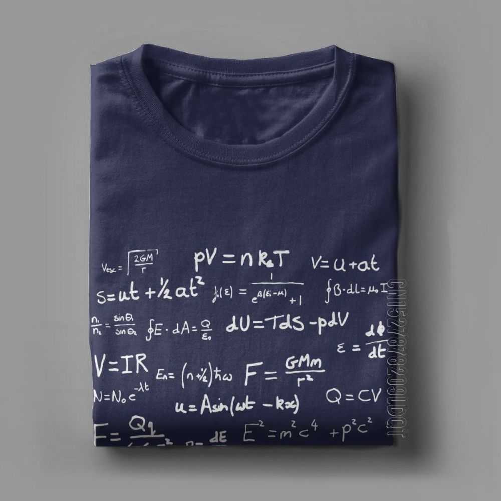 Physics Equation Science T-Shirt Men Math Nerd Male Tshirt Funny Basic Tees Crew Neck Pure Cotton Clothes Summer T Shirts 210629