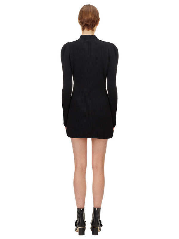 Fall High Quality Women's Black White Skinny Long Sleeve Keyhole Rayon Bandage Dress Club Party Vestidos 210525