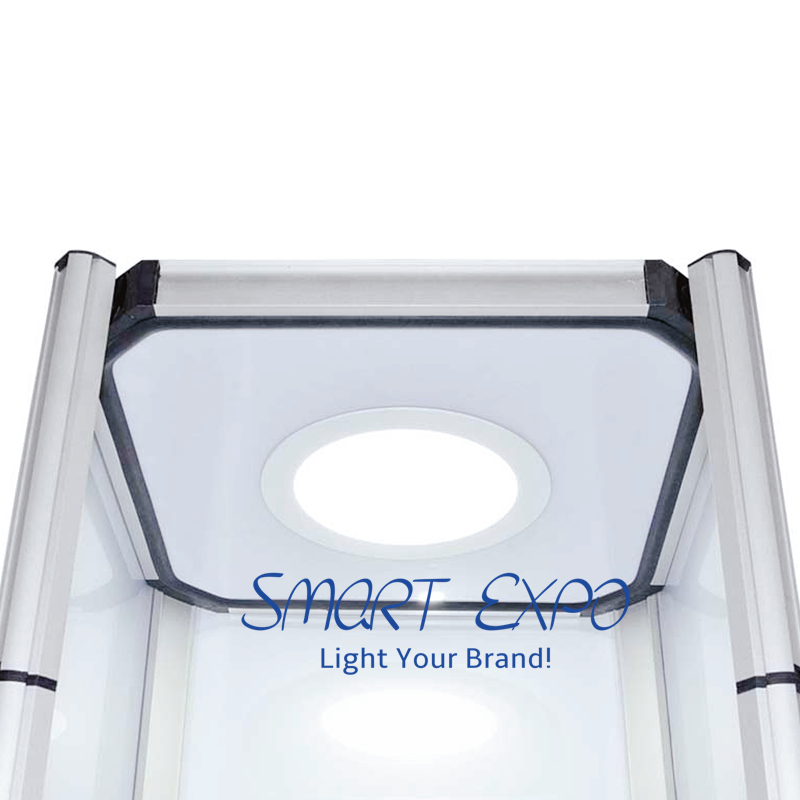 5-Layer Square Showcase Counter for Event Advertising Display with Top LED Light Easy Carry Bag