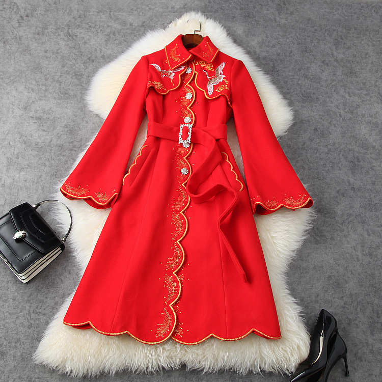 Women' Wool & Blends European and American women' wear winter style Long sleeve embroidered buttons Fashionable belted woolen coat 2PCV, Black
Women' Wool & Blends European and American women' wear winter style Long sleeve embroidered buttons Fashionable belted woolen coat 2PCV, Black