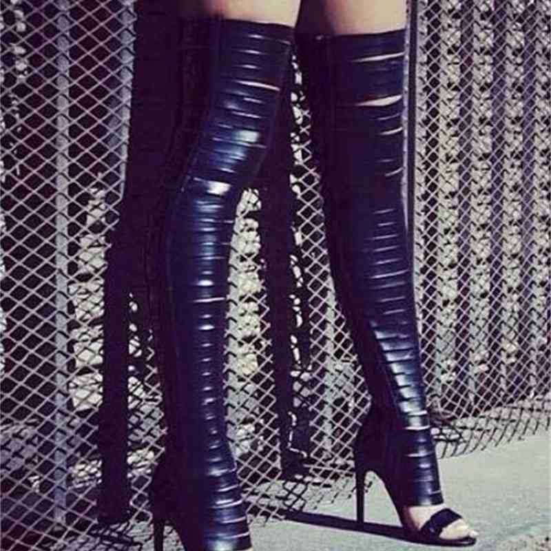 boots women's leather posts on their knee shiny golden ladies high heeled heel open foot booster feast shoes 1u7t, Black
boots women's leather posts on their knee shiny golden ladies high heeled heel open foot booster feast shoes 1u7t, Black