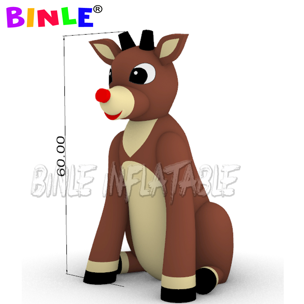 Giant Animated Lovely Inflatable Christmas Rudolph,giant brown Reindeer ornament for farm house yard decoration