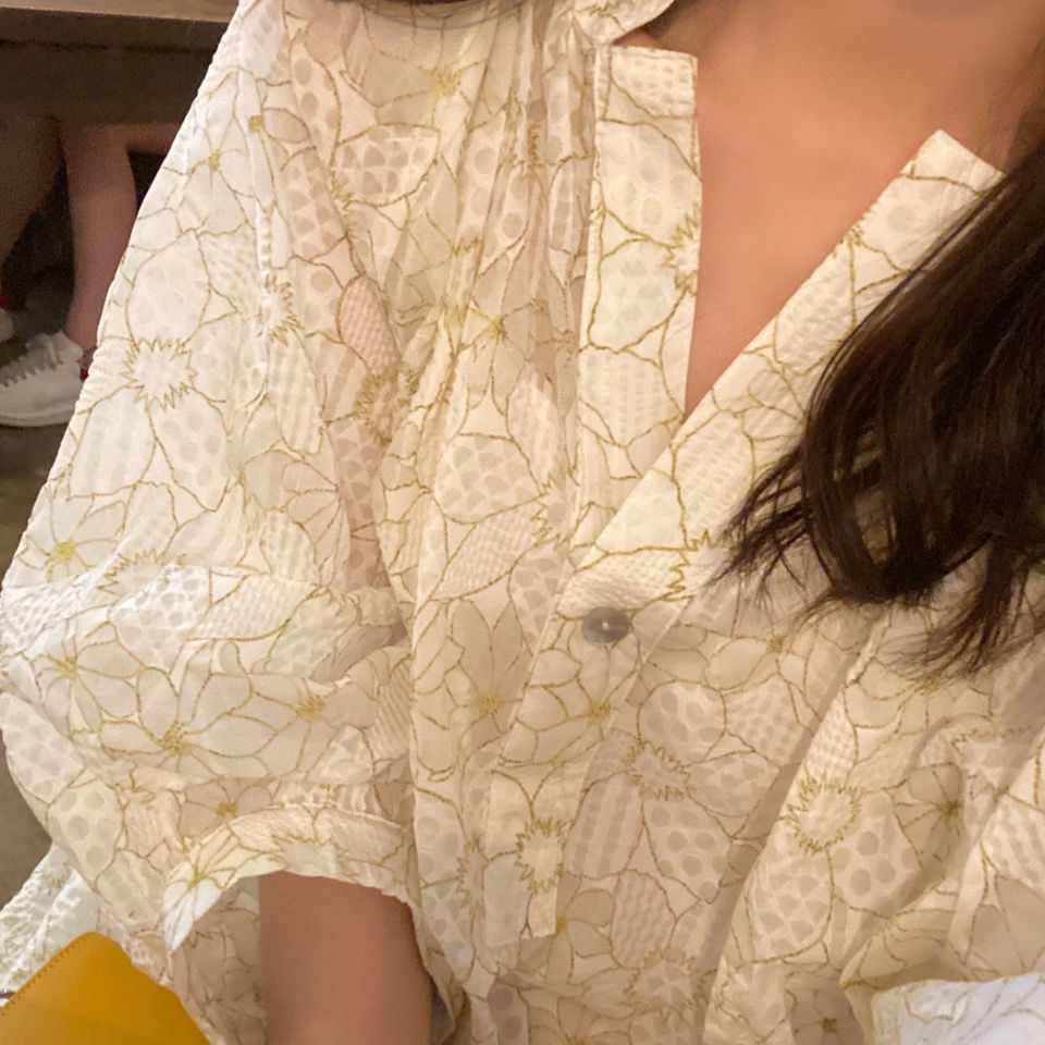 Nomikuma Summer Causal Printed Sun Protection Blouse Dress Puff Sleeve V-neck Vestidos New Loose Woman Dresses 6H395 210427