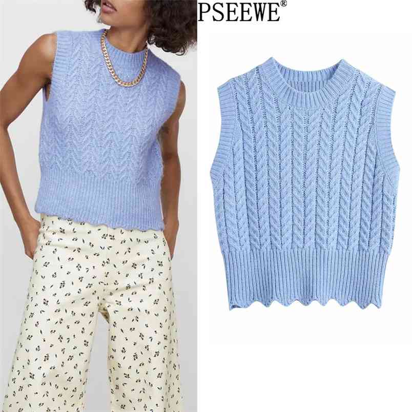 Blue Knitted Vests Women Sleeveless Cropped Sweater Female Vintage Pullover Casual Fashion Cable Rib Knit Top 210519
Blue Knitted Vests Women Sleeveless Cropped Sweater Female Vintage Pullover Casual Fashion Cable Rib Knit Top 210519