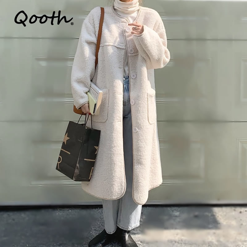 Qooth Women Winter Loose Long Lamb Wool Coat Jacket Beige Parkas Single Breasted Overcoat Round Collar Outerwear Pockets QT310 210518, Coffee
Qooth Women Winter Loose Long Lamb Wool Coat Jacket Beige Parkas Single Breasted Overcoat Round Collar Outerwear Pockets QT310 210518, Coffee