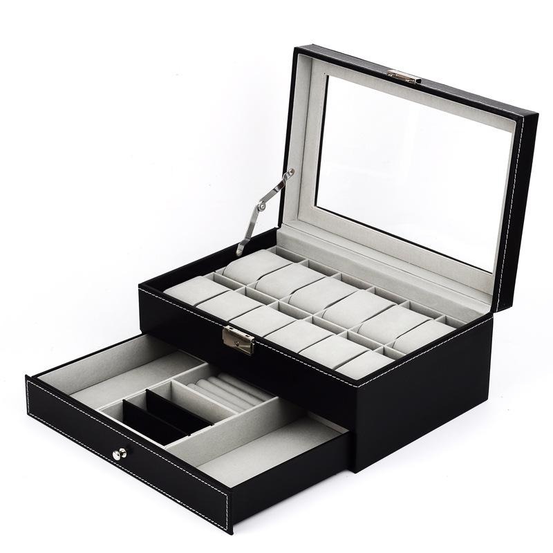 Watch Boxes & Cases 12 Slots PU Leather Storage Men & Women Jewelry Display Drawer Case 2 Layers Organizer Showcase With Glass Lid, Black;blue
Watch Boxes & Cases 12 Slots PU Leather Storage Men & Women Jewelry Display Drawer Case 2 Layers Organizer Showcase With Glass Lid, Black;blue