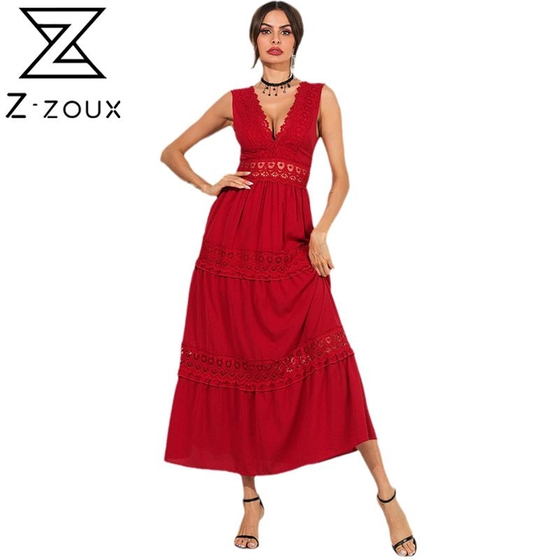 Women Dress Deep V Neck Backless Bohemian es Sleeveless Hollow Out Big Hem Maxi es Sexy Plus Size Summer 210513