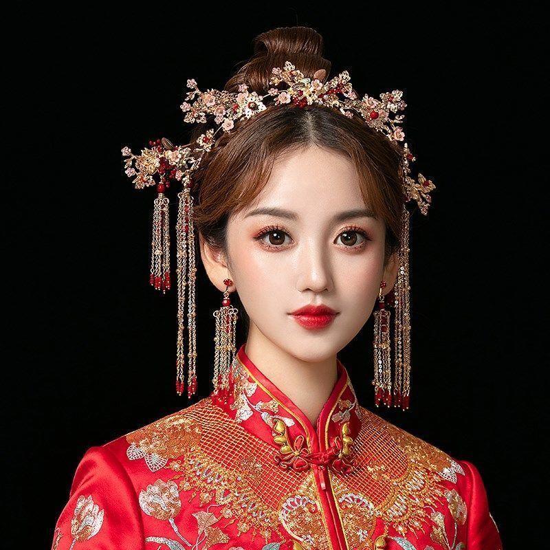 Headpieces 2021 Real Bridal Hats Headdress Bride Dress Wedding Chinese Atmosphere Phoenix Crown Step Rocking Hair Ornament Fem