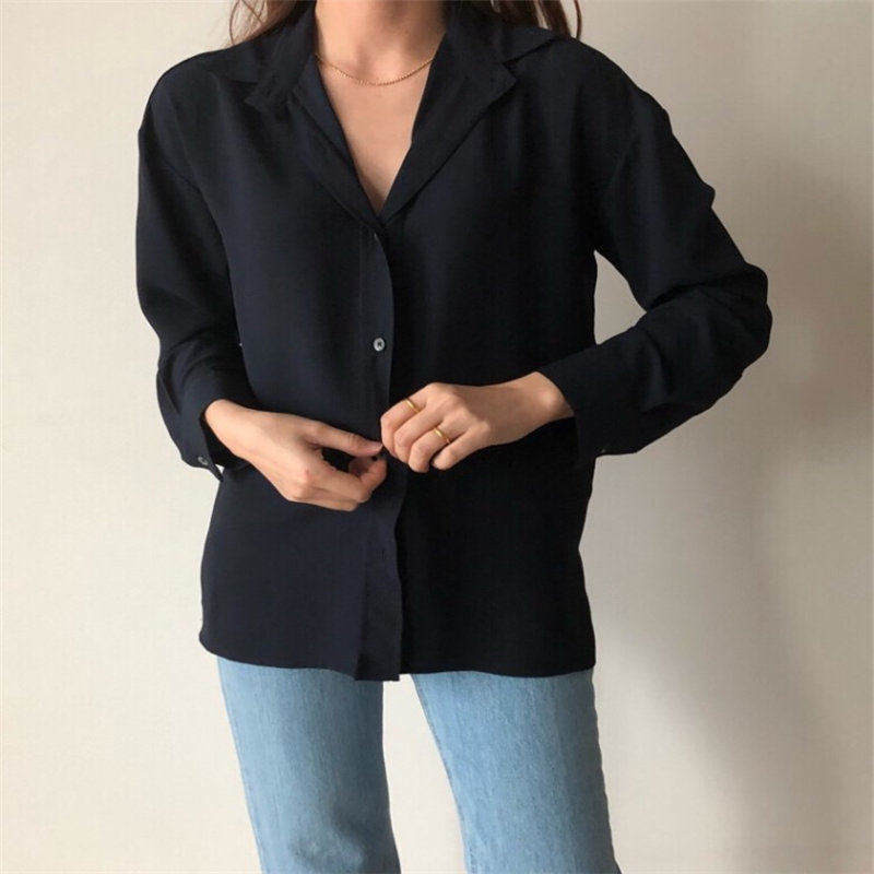 Elegance Silky All Match Minimalist Chic Women Arrival Office Lady High Quality Brief Gentle Shirts 210421