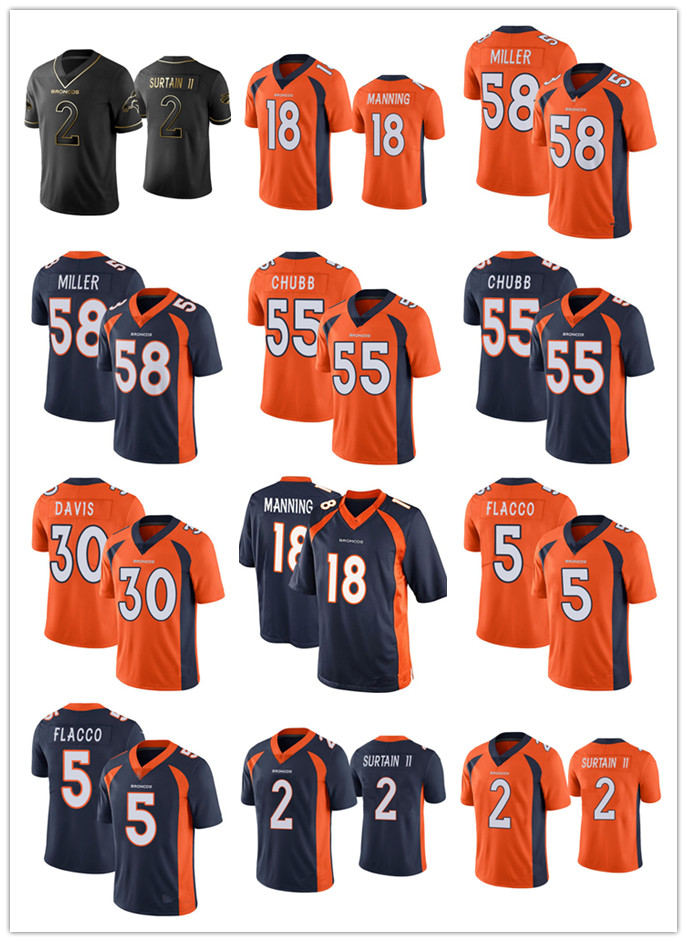 Denver„Broncos„MEN Patrick Surtain II Peyton Manning Joe Flacco Phillip Lindsay Von Miller Bradley Chubb Vapor Limited football Je