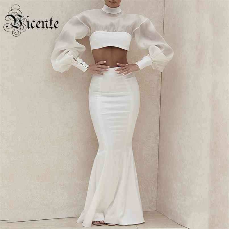 Chic White Two Pieces Suit Lantern Sleeves Design Celebrity Party Bandage Crop Tops Long Skirt Set 210520
Chic White Two Pieces Suit Lantern Sleeves Design Celebrity Party Bandage Crop Tops Long Skirt Set 210520