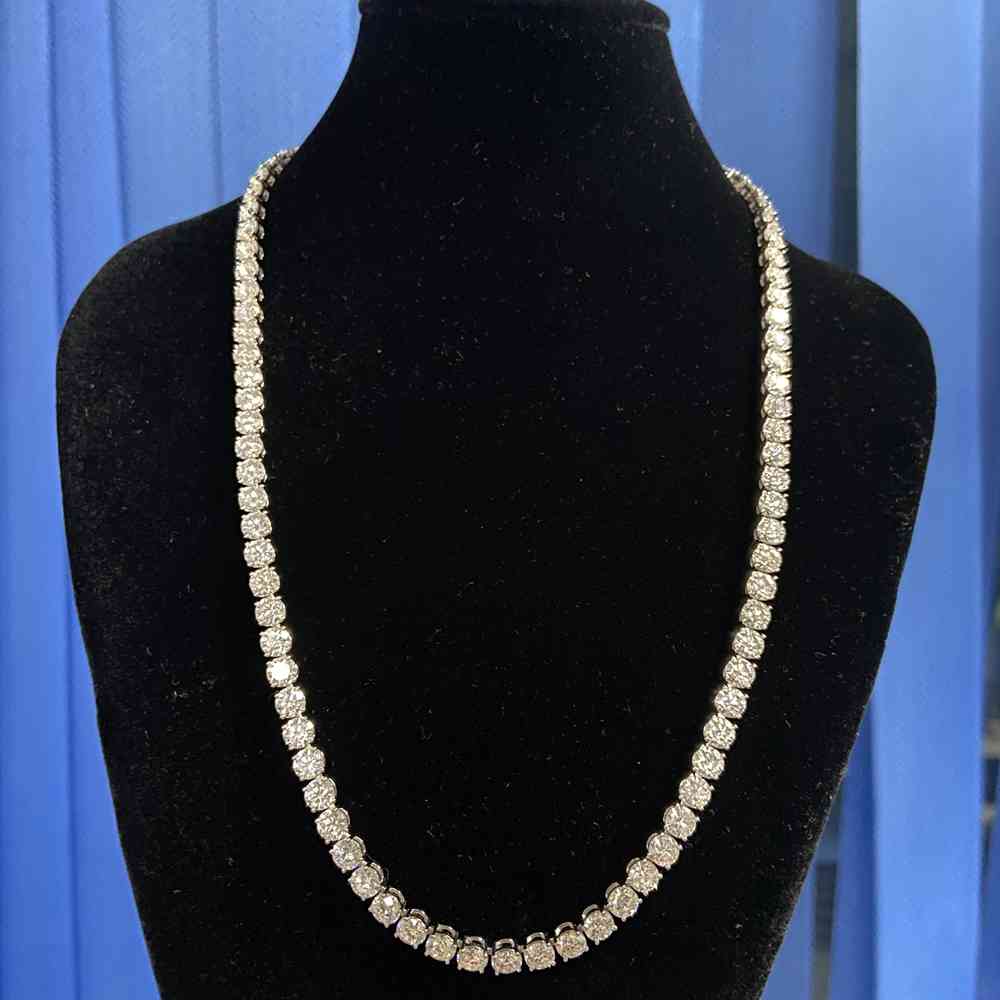 Meisidian Sterg Sier Iced Out Moissanite Dia Tennis Necklace Jewelry for Mens X0509