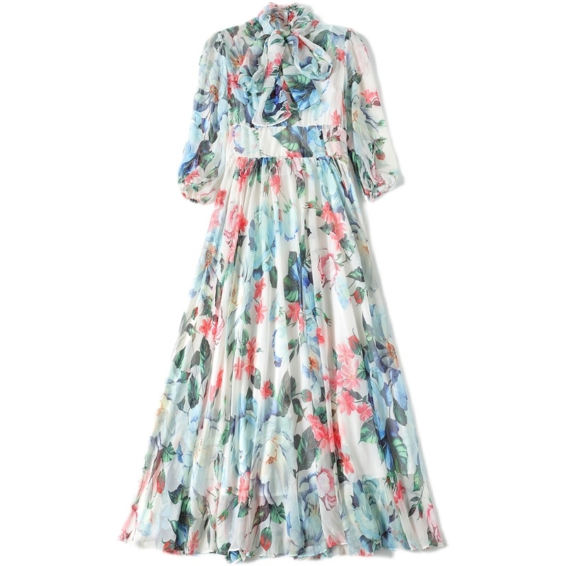 Banulin Summer Runway Fashion Long Vacation Dress Women 3/4 Sleeve Elegant Bow Floral print Chiffon Boho Midi N77036 210603, Mixed color
Banulin Summer Runway Fashion Long Vacation Dress Women 3/4 Sleeve Elegant Bow Floral print Chiffon Boho Midi N77036 210603, Mixed color