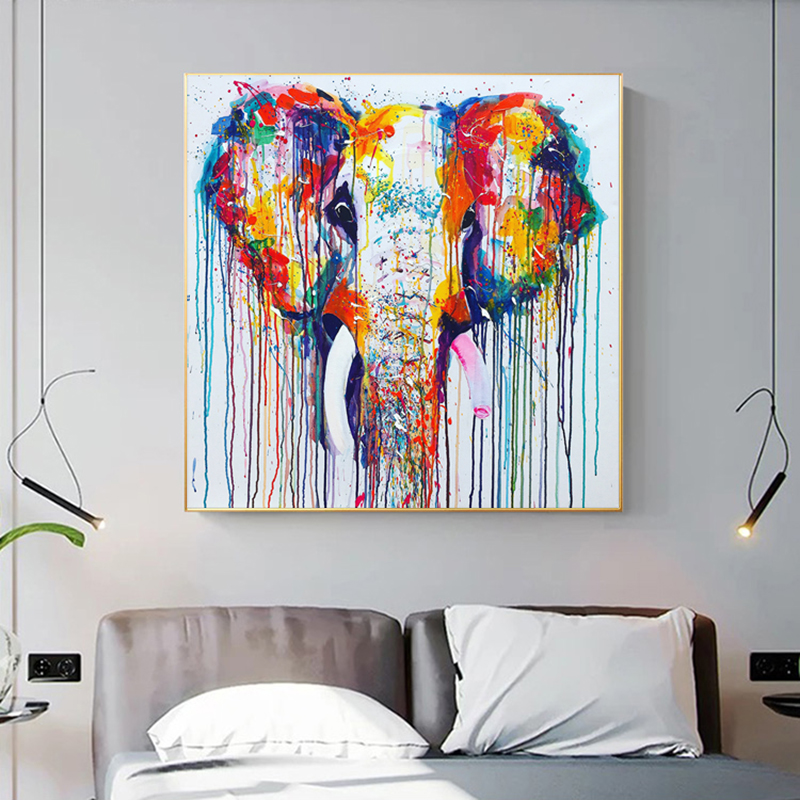 Colorful Elephant Pictures Canvas Painting Abstract Animal Posters And Prints Wall Art For Living Room Decoration