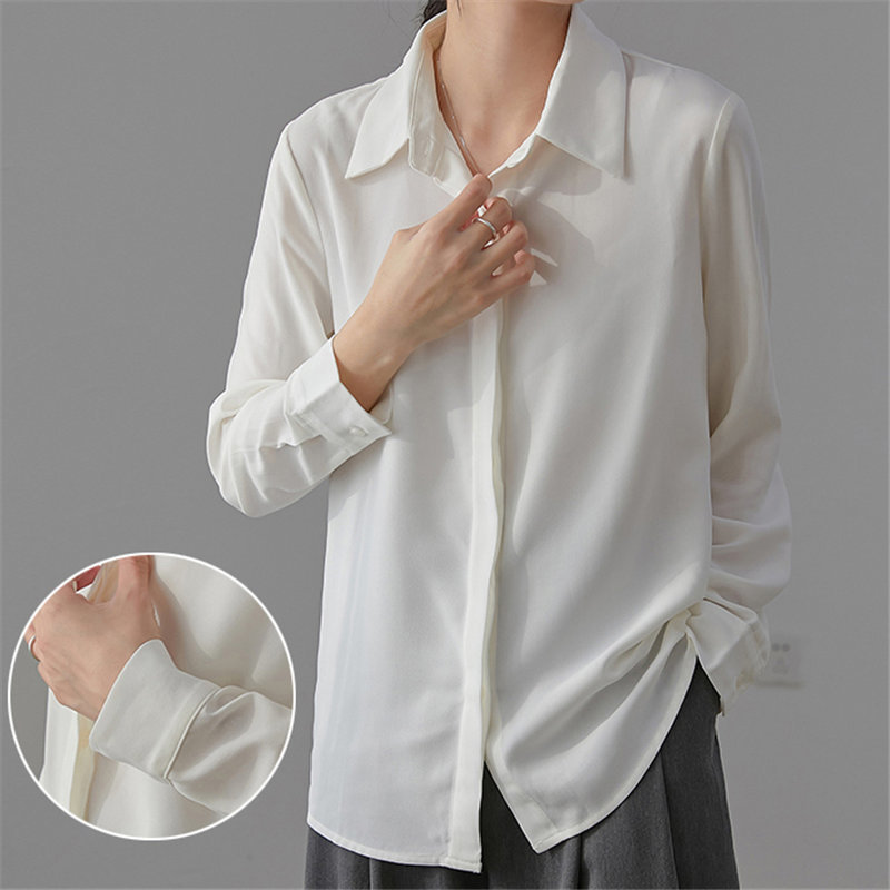 White OL Brief Chiffon Female Elegance Solid Loose Office Lady Women Fashion Clothe Vintage Casual Retro Tops Blouses 210421