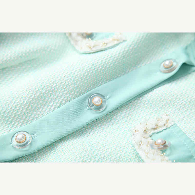 HIGH STREET Fashion Runway Dress Womens Short Sleeve Buttons Tweed 210521