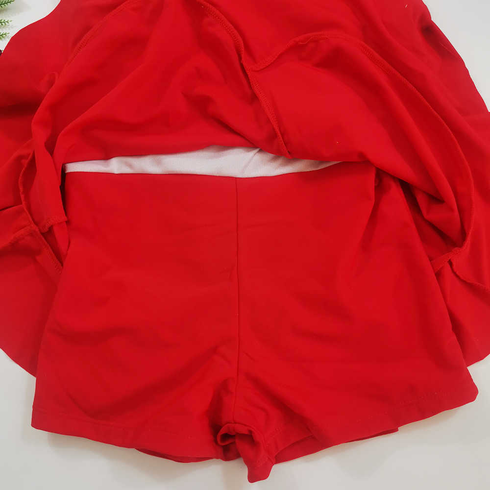 Women's Summer Bathing Suit Push Up Swimsuit Belt Solid Korea Swimwear Women with Skirt Swim Dress 210625