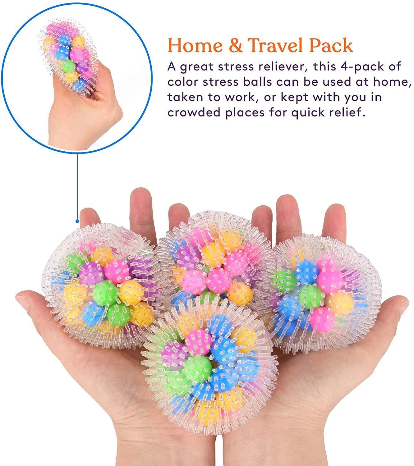 New DNA Squish Stress Ball (4-Pack) Squeeze Color Sensory Toy Relieve Tension Home Travel andfree Office Use Fun for Kids Adults FY9409