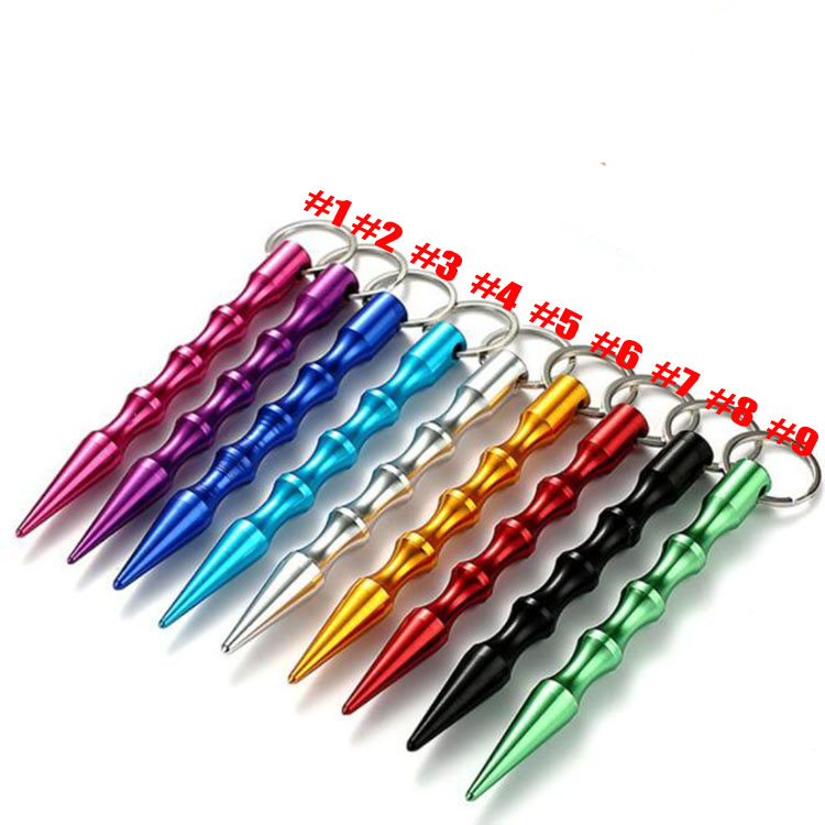 9 Colors Fashion Wholesale Solid Aluminum Women Mini Self-Defense Stick Keychain Self Defense Keychains Broken window escape sticks