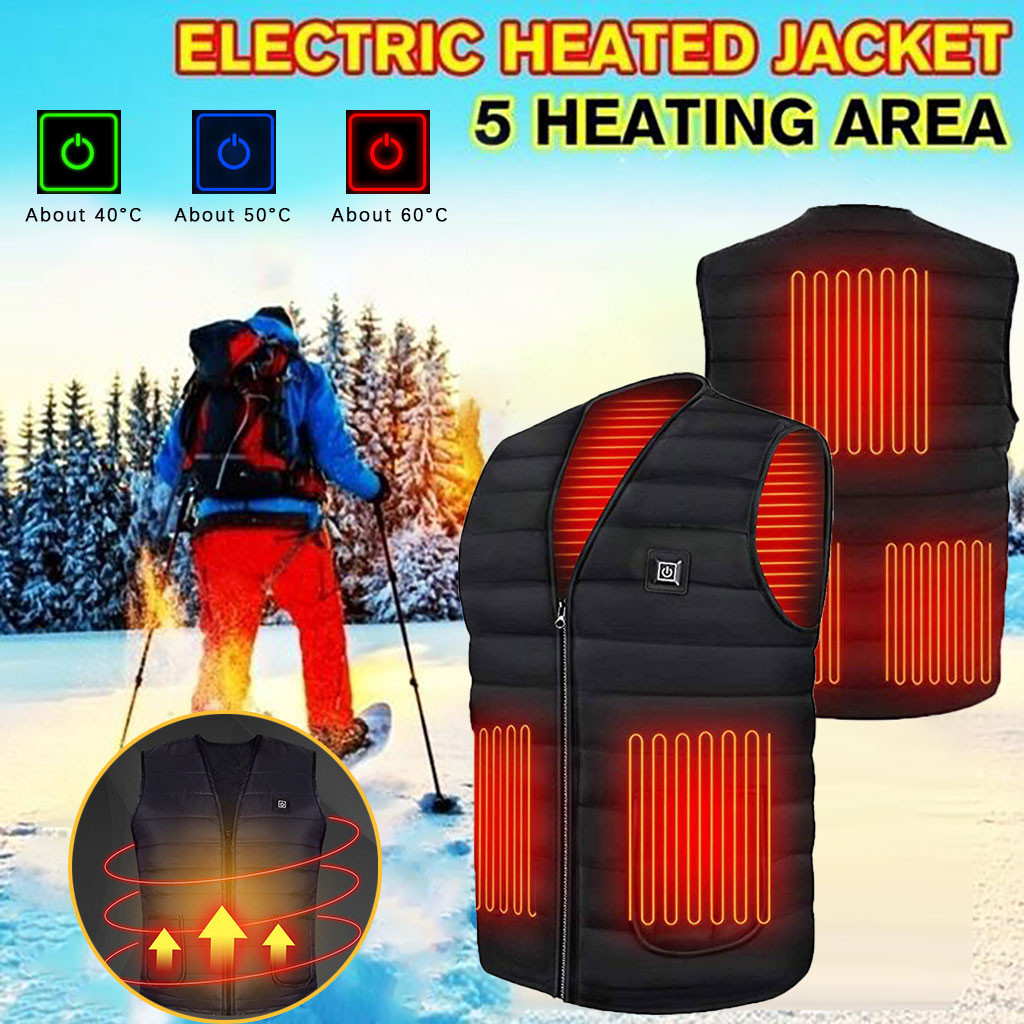 Electric Heated Vest Washable Jacket Caot USB Charging Heating Body Warmer Gilet with Adjustable Temperature for Women Men Warm Wa