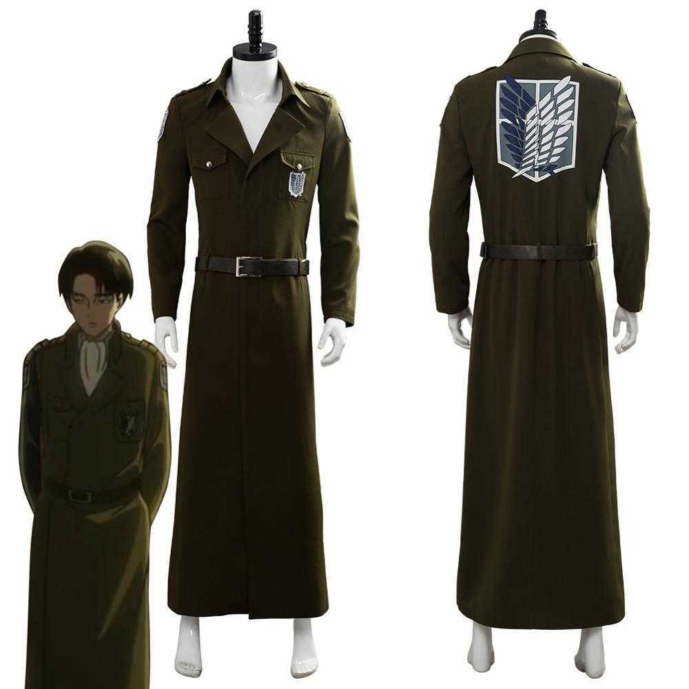 Attack on Titan Cosplay Levi Costume Scouting Legion Soldier Coat Trench Jacket Adult Men Halloween Carnival Clothing Y0913