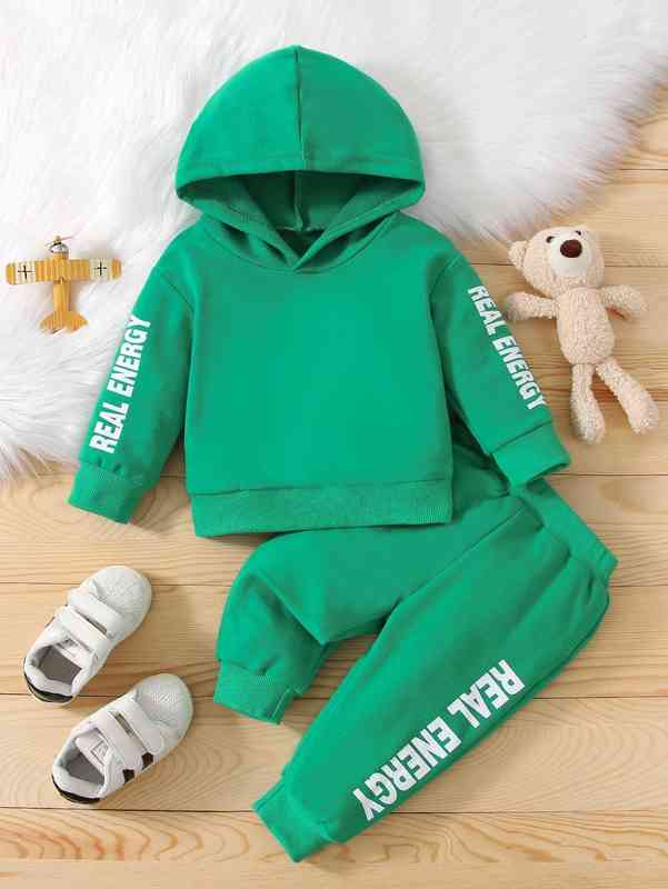 Baby Letter Graphic Hoodie & Sweatpants SHE