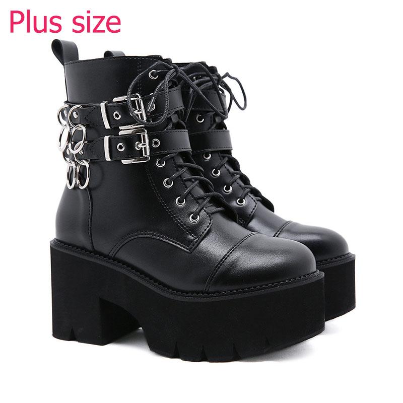 Boots 2021 High Heel Female Shoes On Platform Lace-Up Black Sexy Rivets Chain Short Demonia Gothic Ankle For Women
Boots 2021 High Heel Female Shoes On Platform Lace-Up Black Sexy Rivets Chain Short Demonia Gothic Ankle For Women