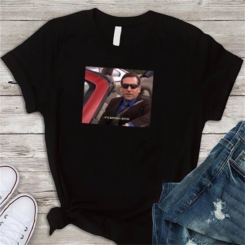 kuakuayu HJN The Office TV Show It's Britney Bitch Funny T-Shirt Hipster Grunge Printed Tee Michael Scott Dwight Schrute Shirt 210406