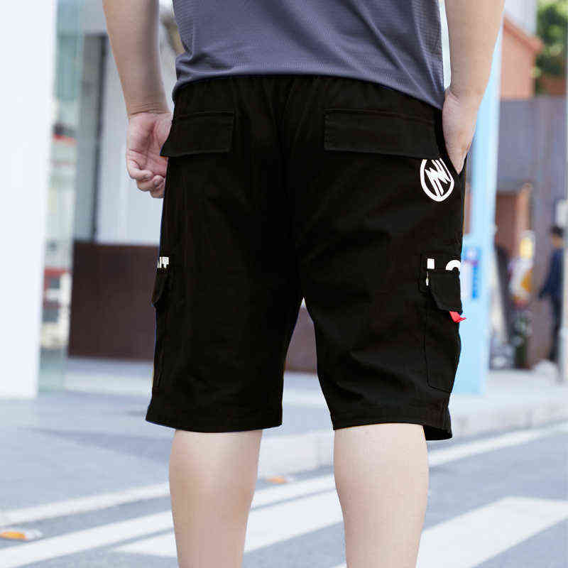 Cargo Shorts Men Cotton Mens Summer Man Black Plus Size 6XL 7XL 8XL 9XL Loose Casual Male Pocket Elastic Blue Stretched Short 211106