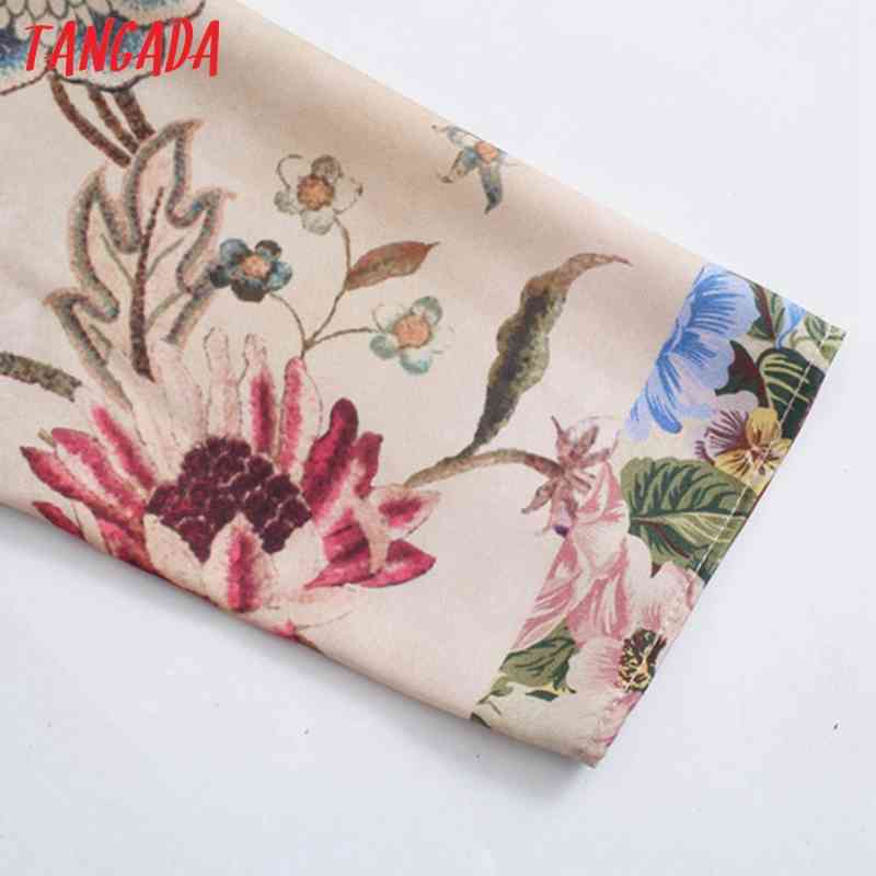 Fashion Women Floral Print with Slash Vintage Long Sleeve Ladies Dress 5Z70 210416