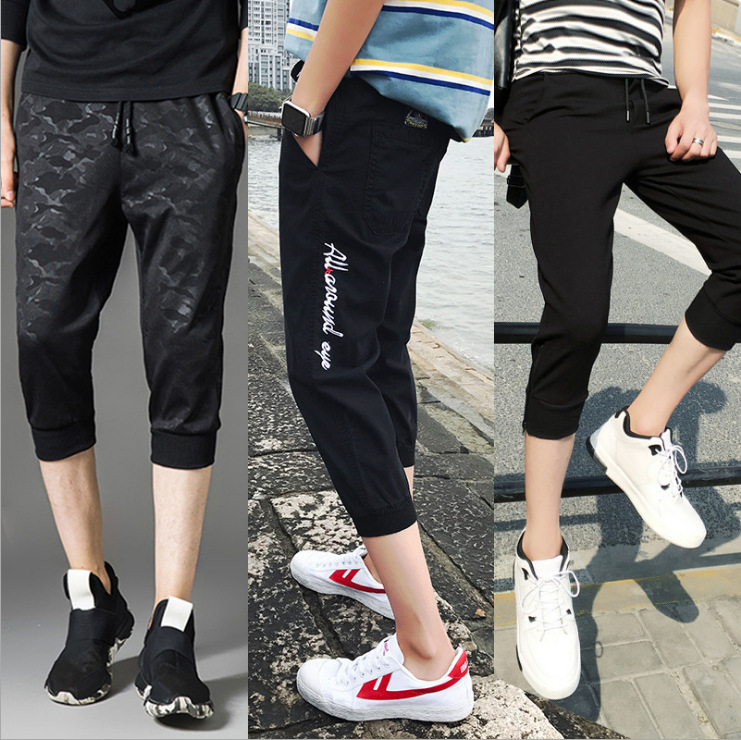 sports cropped pants mens summer new korean style casual stretch shorts mens beam foot shut cropped pants fashion, Black 
sports cropped pants mens summer new korean style casual stretch shorts mens beam foot shut cropped pants fashion, Black