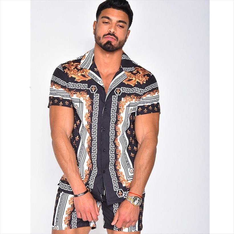 summer fashion short sleeve men tracksuit sets printed lapel single breasted shirt hawaiian beach casual shorts suits two piece, Gray
summer fashion short sleeve men tracksuit sets printed lapel single breasted shirt hawaiian beach casual shorts suits two piece, Gray