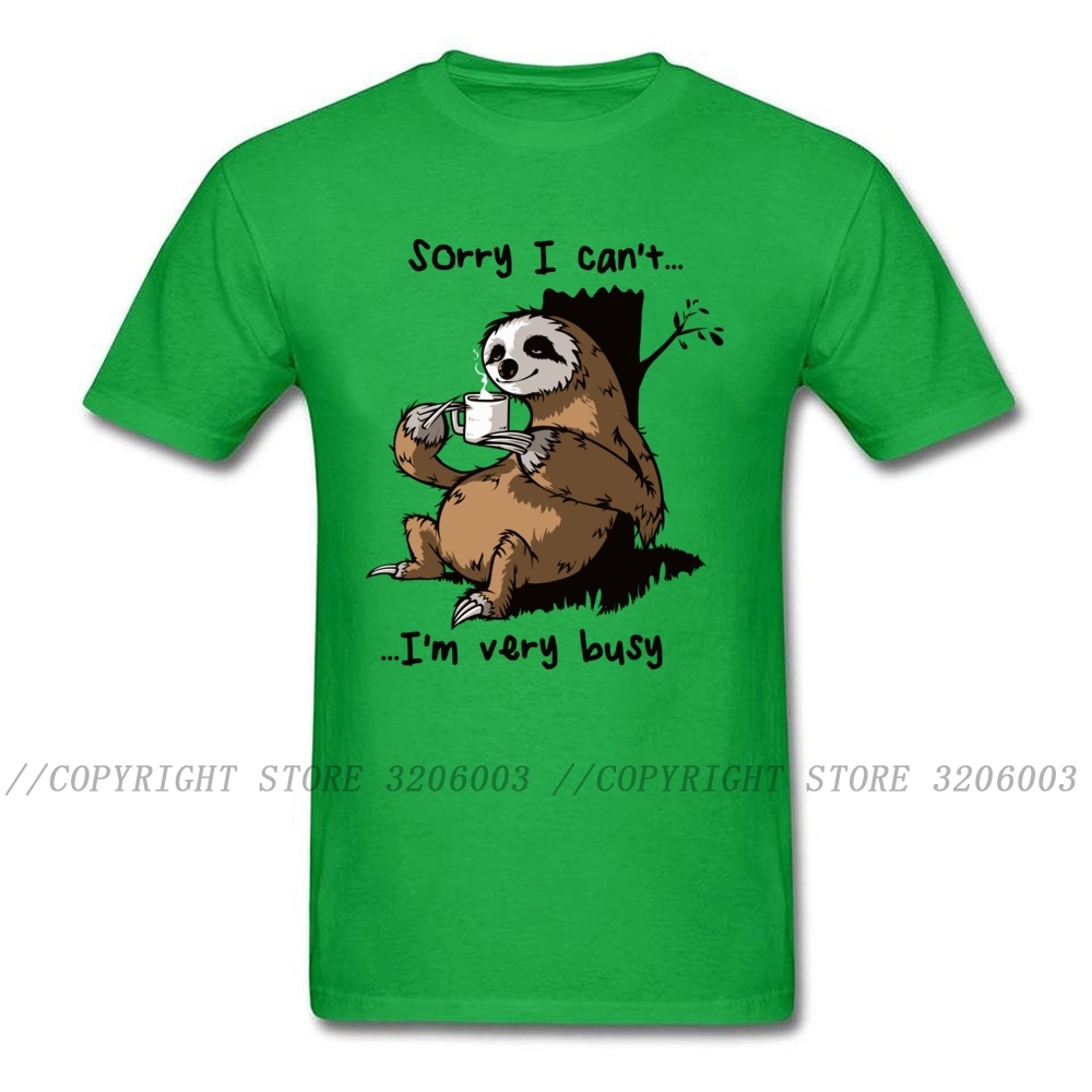 Very Busy Sloth T Shirt Mens Top T-shirts Funny Cartoon Tshirt Summer New Grey Tees Short Sleeve Cotton Clothes Plus Size 210409