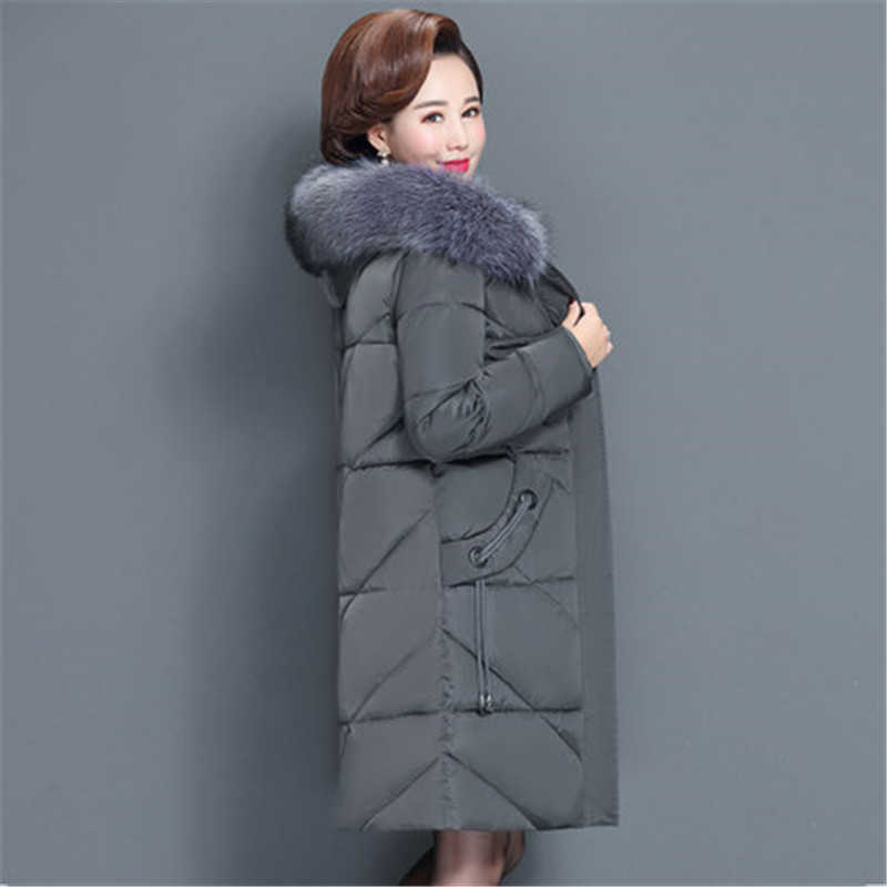 Women's winter jacket fur collar female slim cotton-padded long outerwear coat parka Large size 6XL 211013