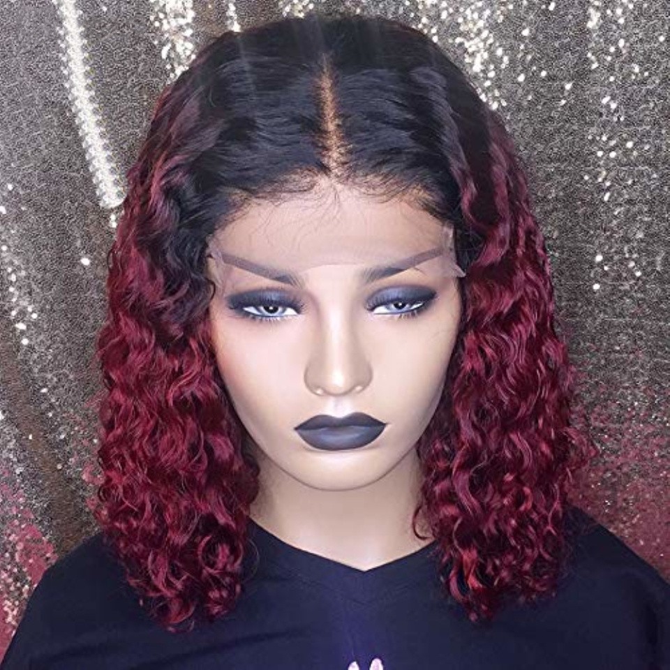 Free shipping Short Honey Blonde Bob Wig Kinky Curly Synthetic Full Wigs For Women #27 Color Brazilian Lace Closure Frontal Hair