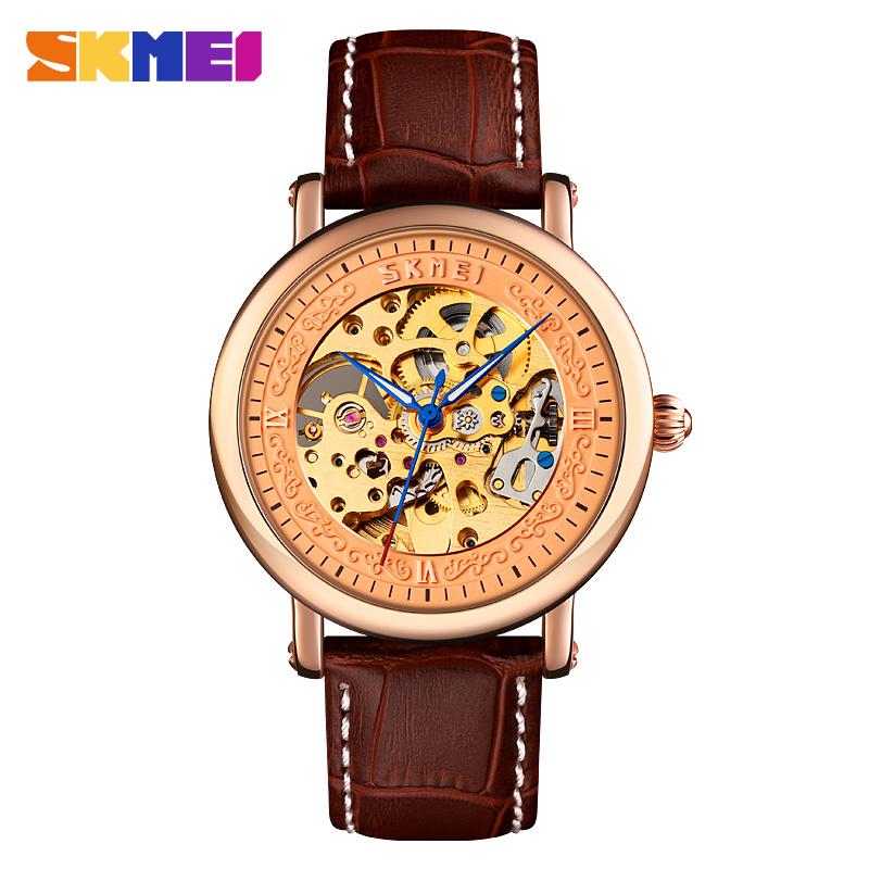 Leather Mens Automatic Watches Classical Mechanical Watch Gear Hollow Movement Clock Luxury Wristwatch Wristwatches, Brown golden
Leather Mens Automatic Watches Classical Mechanical Watch Gear Hollow Movement Clock Luxury Wristwatch Wristwatches, Brown golden