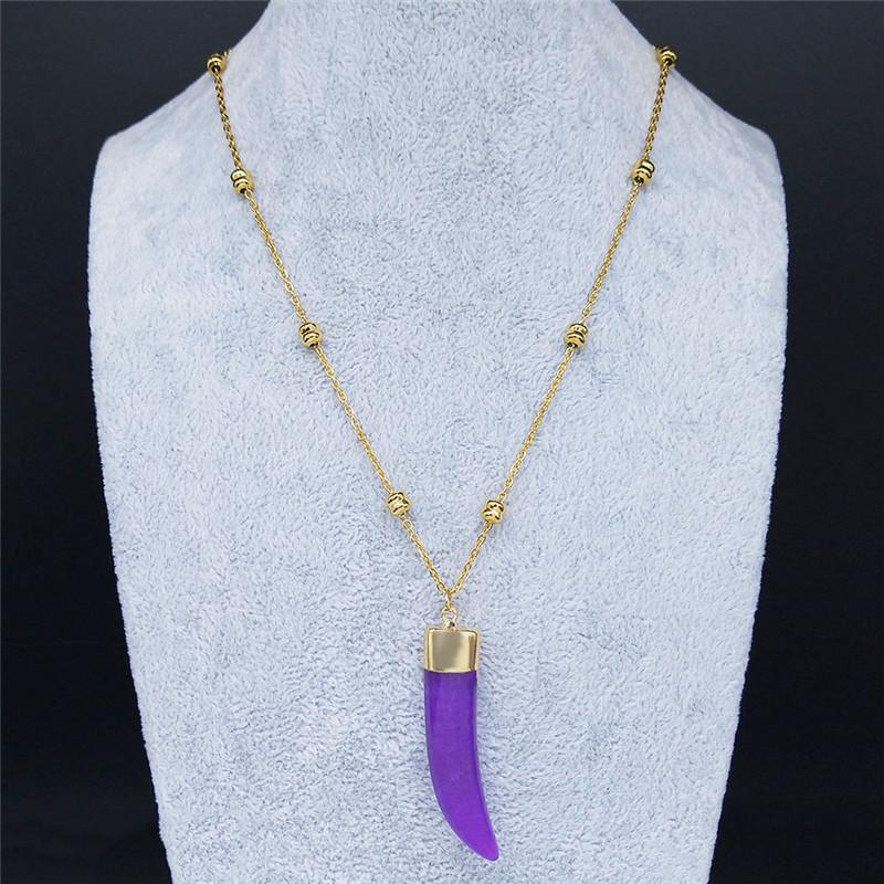 Pendant Necklaces 2021 Fashion Ivory Stone Stainless Steel Necklace For Women Purple Gold Color Pendants Jewelry Collar Mujer ND1S04
Pendant Necklaces 2021 Fashion Ivory Stone Stainless Steel Necklace For Women Purple Gold Color Pendants Jewelry Collar Mujer ND1S04