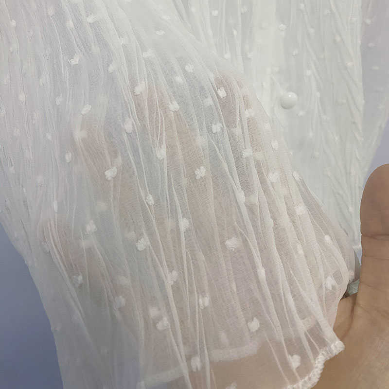 Big Sale Spring and Summer Korean Casual Loose Blouse Retro Elegant Temperament Lace Cotton Comfortable Home 210615Z