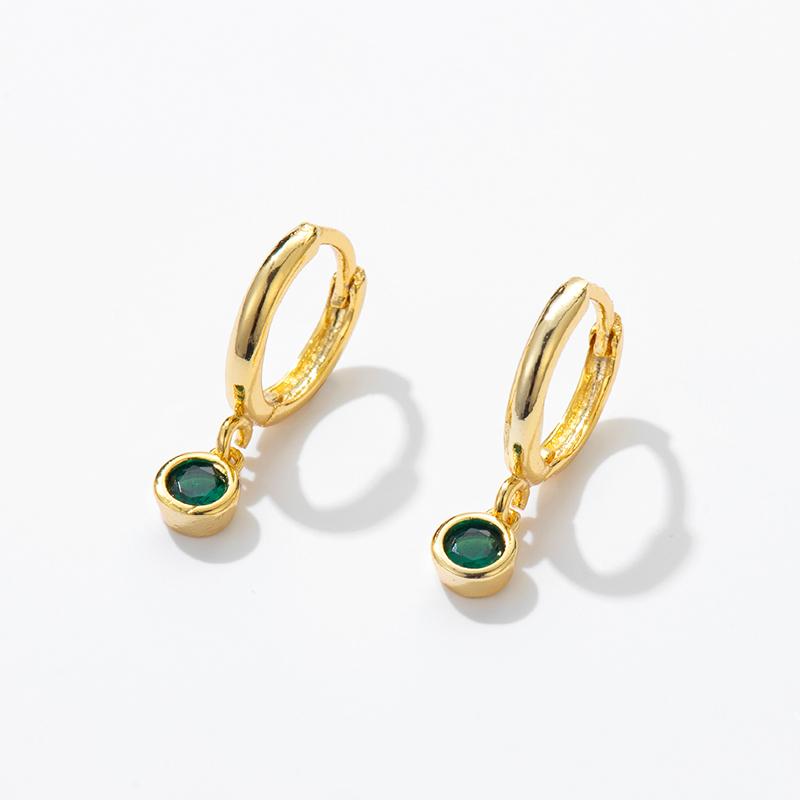 Hoop & Huggie Fashion Sparking Green Crystal Small Earrings For Women Korean Style Dainty Minimalist Jewelry 2021