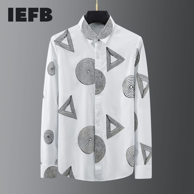 IEFB Men's Wear Geometric Symbol Irregular Embroidery Long Sleeve Shirt Causal 3XL High Quality Blouse Spring 9Y6466 210524, White
IEFB Men's Wear Geometric Symbol Irregular Embroidery Long Sleeve Shirt Causal 3XL High Quality Blouse Spring 9Y6466 210524, White