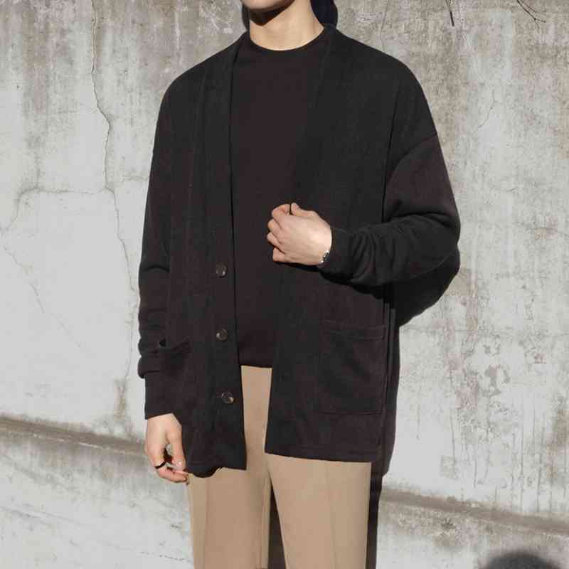 IEFB / men's clothing autumn cardigan sweater loose Korean style trendy lightweight outer wear single breasted kintted top Y3922 210524