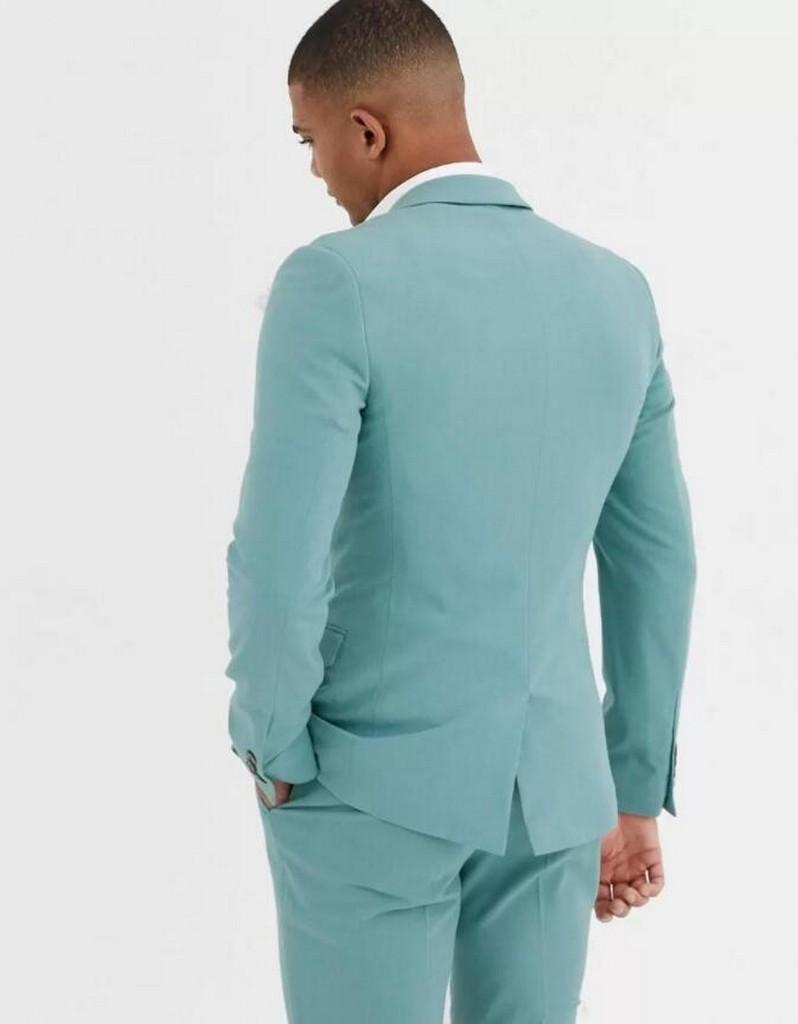 Mint Green Mens Suits Notched Lapel Male Tuxedos For Wedding Blazers Slim Fit Groom Wear 3 Pieces One Button Prom Jackets Vest With Pants