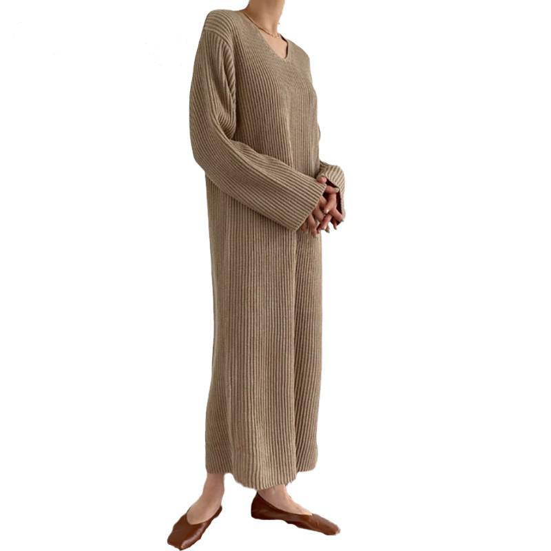 Casual Dresses Women V-neck Dress Loose Knitted Sweater Long Plus Size Autumn Winter 2021 Clothes, Black
Casual Dresses Women V-neck Dress Loose Knitted Sweater Long Plus Size Autumn Winter 2021 Clothes, Black