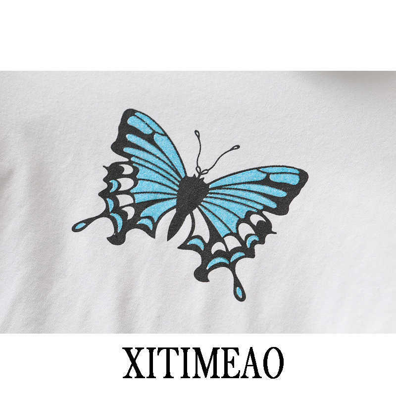 XITIMEAO Turtleneck Women White Cotton T-Shirt Blue Streetwear Tight Shirts Long Sleeve Tights High Waist Short 210602