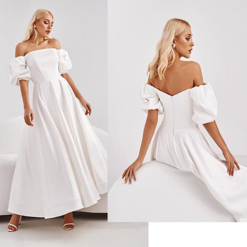 Women Dress Puff Sleeve Slash Neck Sexy Off Shoulder Dresses Plus Size Vintage Beach Summer 210524
