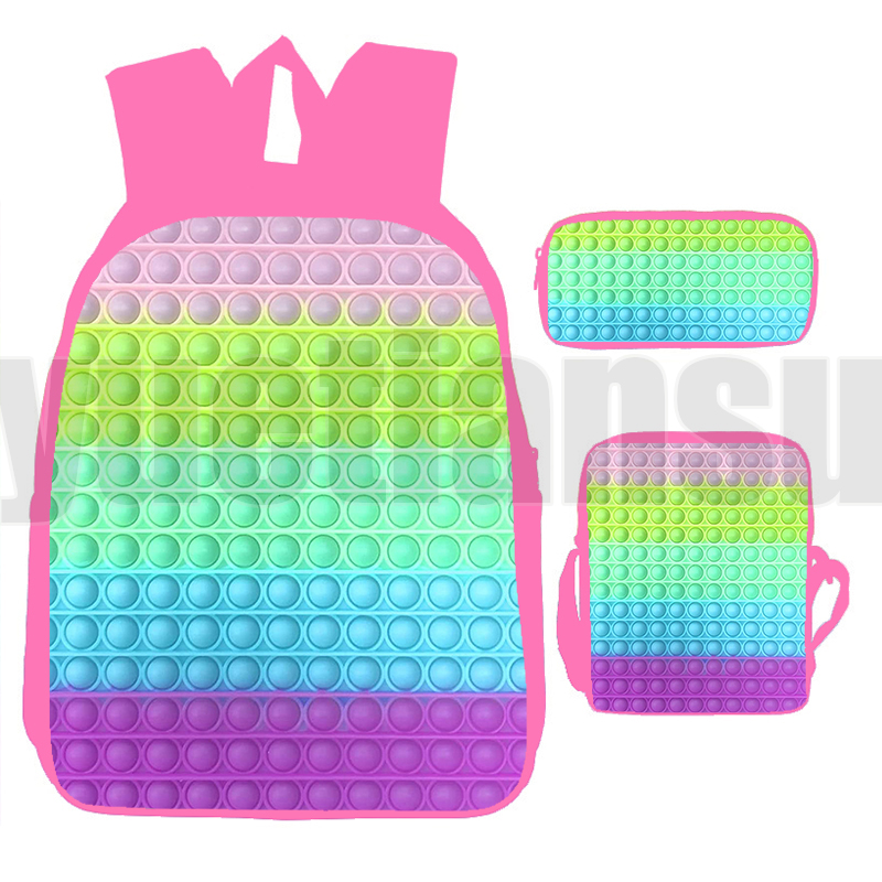 3 Pcs/Set Anime POP It Backpacks Pop Fidget Bag 3D Printed Family Game Pink Rainbow Push Bubble Back To School Mochila Bookbag, Brown;gray
3 Pcs/Set Anime POP It Backpacks Pop Fidget Bag 3D Printed Family Game Pink Rainbow Push Bubble Back To School Mochila Bookbag, Brown;gray