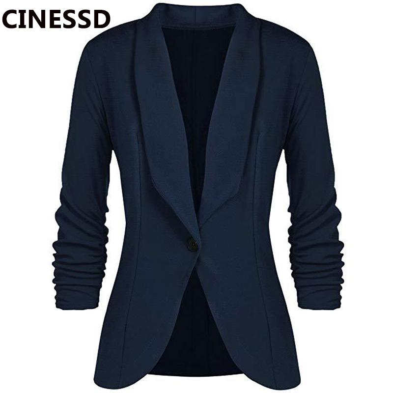 Women' Suits & Blazers CINESSD Office Lady Coat Solid Long Sleeves Cardigan Button Casual Suit Navy Blue Draped Slim Cotton Women Blazer Ja, Black
Women' Suits & Blazers CINESSD Office Lady Coat Solid Long Sleeves Cardigan Button Casual Suit Navy Blue Draped Slim Cotton Women Blazer Ja, Black