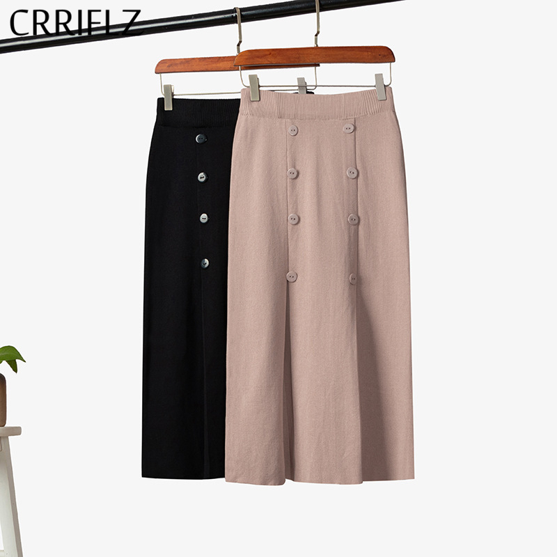 Double Breasted Vintage Skirt Women Autumn Winter Casual Solid Knitted Midi CRRIFLZ 210520, Black
Double Breasted Vintage Skirt Women Autumn Winter Casual Solid Knitted Midi CRRIFLZ 210520, Black
