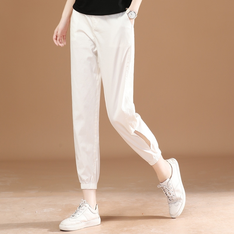 Elastic waist 9-point casual women's summer 2021 new white split hem Harlan pants pt6716, Black
Elastic waist 9-point casual women's summer 2021 new white split hem Harlan pants pt6716, Black