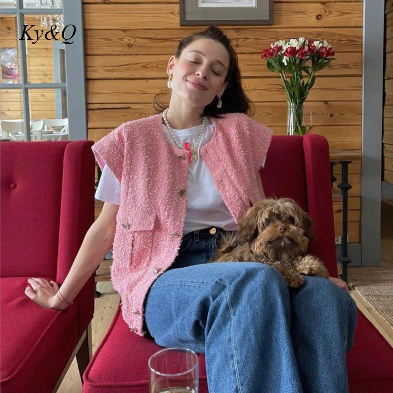 Women' Vests 2021 Runway Designer Batwing Pink Oversized Tweed Knit Vest Loose Sleeveless Jacket Coat Outwear Autumn Clothing
Women' Vests 2021 Runway Designer Batwing Pink Oversized Tweed Knit Vest Loose Sleeveless Jacket Coat Outwear Autumn Clothing